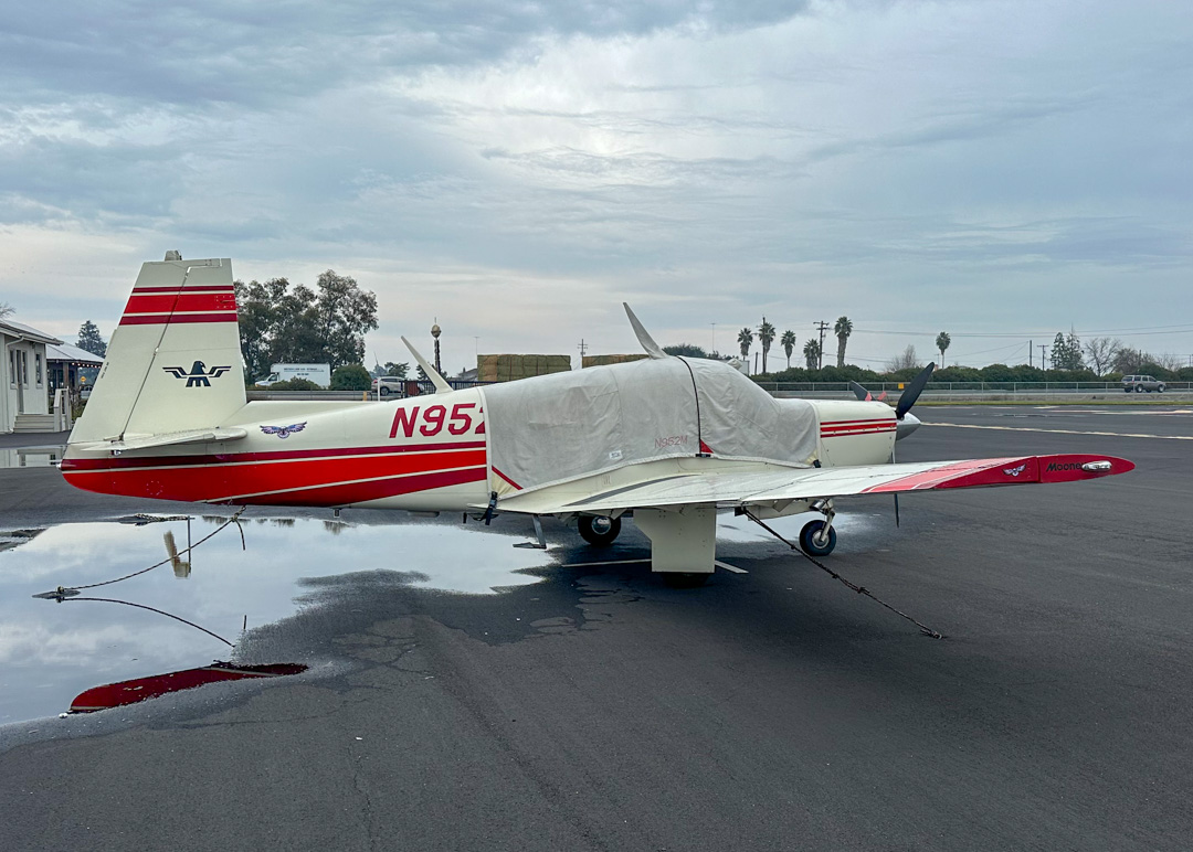 Mooney M20C Canopy Cover, extended to cover avionics panel.